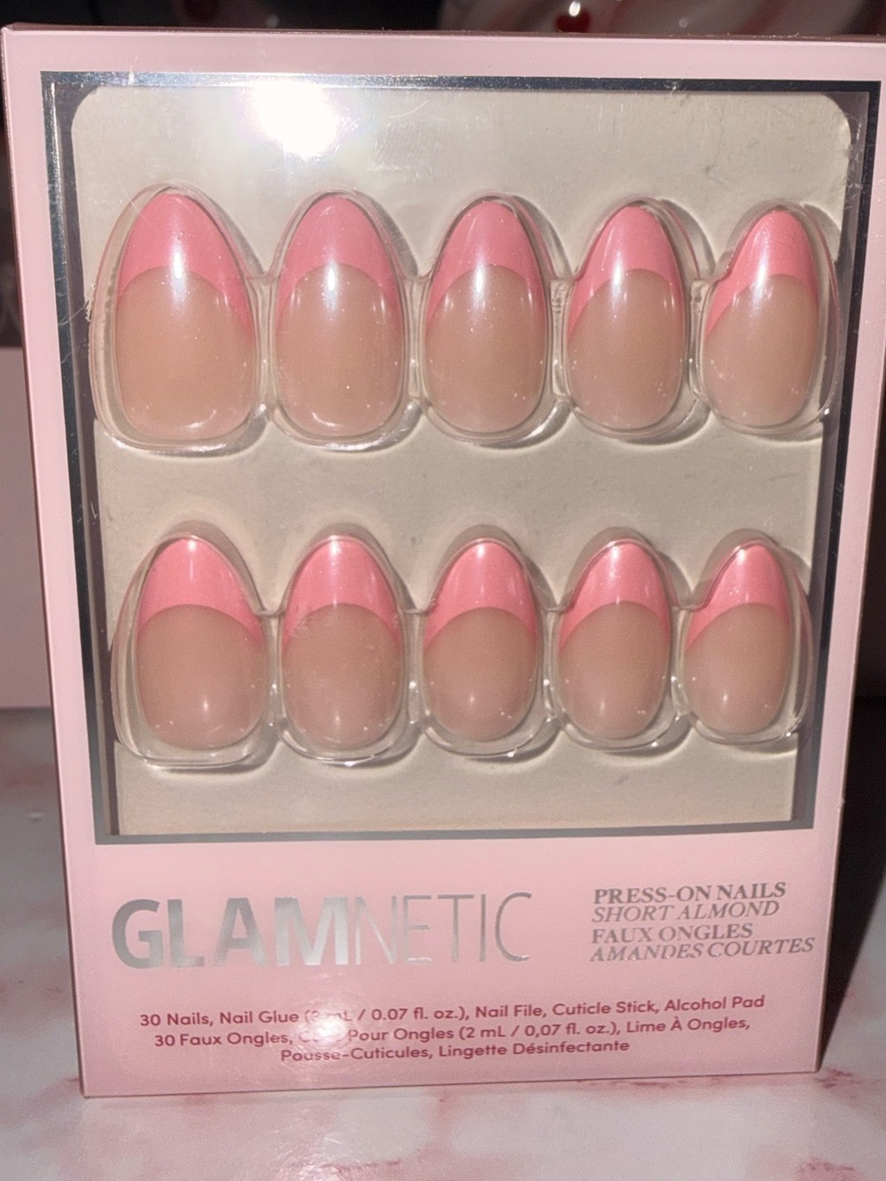 Glamnetic “Bubble Gun Glaze” French Tip Press-On Nails - Short Almond